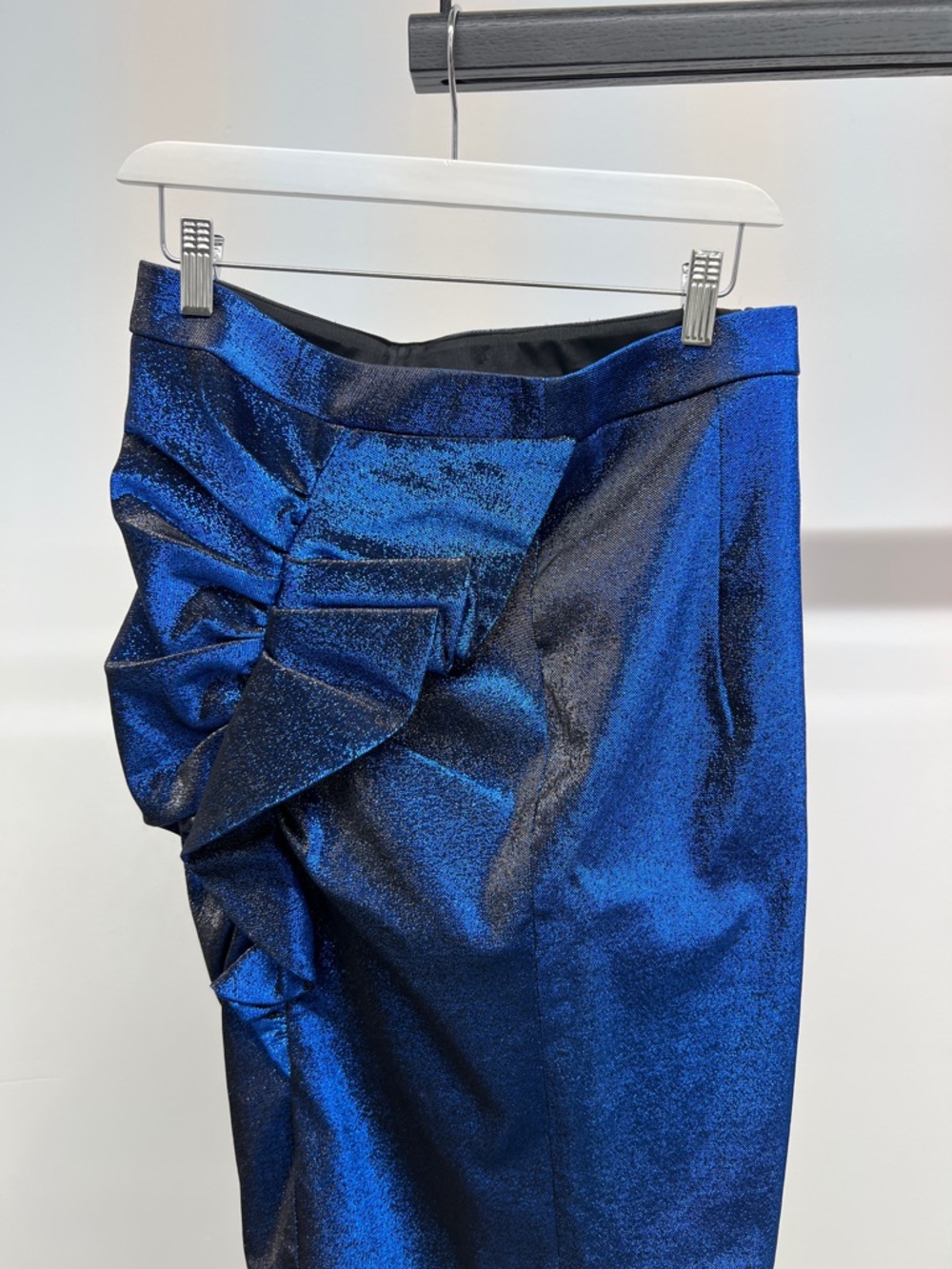 NWT Moschino Shimmering Royal Blue Ruffle Pencil Skirt - Picture 2 of 4
